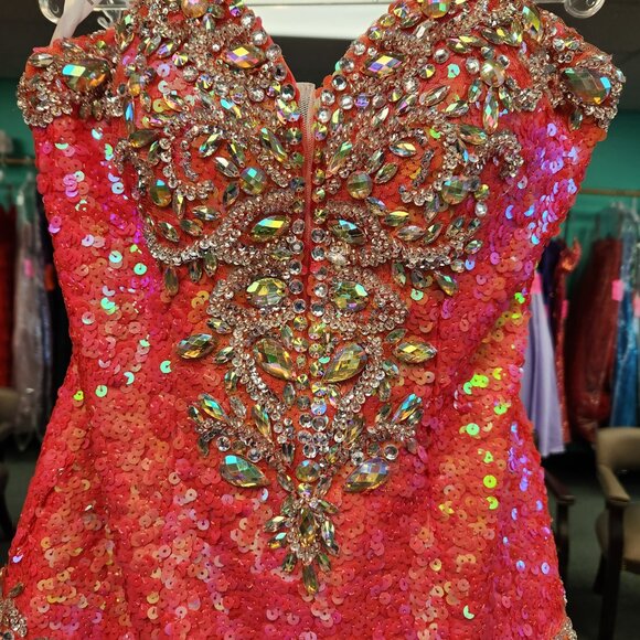 Precious Formals O10572 Size 2 Coral Prom Dress/Evening Gown - Picture 2 of 8